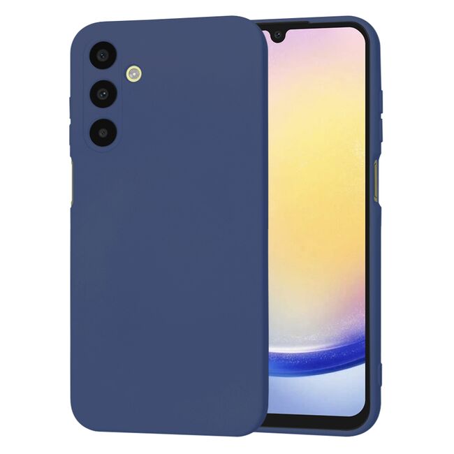 Husa pentru  Samsung Galaxy A25 Liquid Silicone, subțire, captusita cu microfibra, anti amprentă, protectie cameră foto, albastru