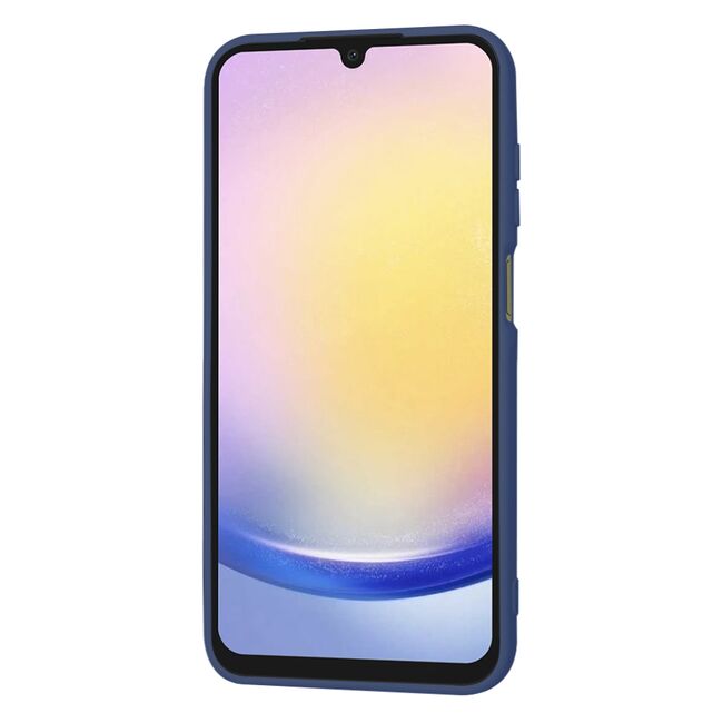 Husa pentru  Samsung Galaxy A25 Liquid Silicone, subțire, captusita cu microfibra, anti amprentă, protectie cameră foto, albastru