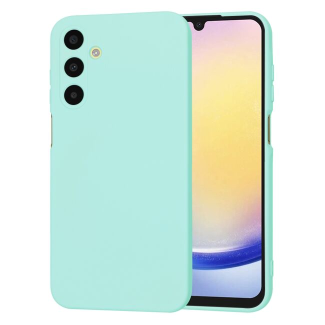 Husa pentru  Samsung Galaxy A25 Liquid Silicone, subțire, captusita cu microfibra, anti amprentă, protectie cameră foto, turcoaz