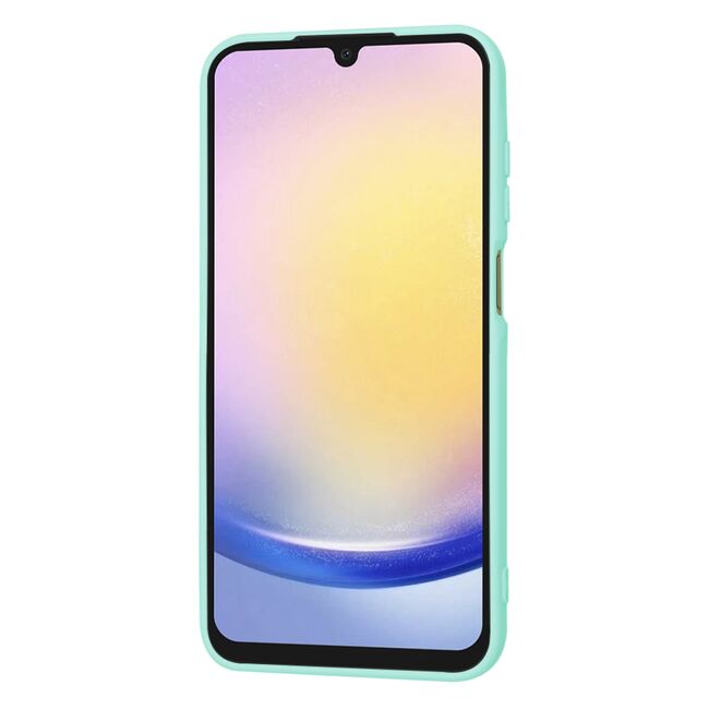 Husa pentru  Samsung Galaxy A25 Liquid Silicone, subțire, captusita cu microfibra, anti amprentă, protectie cameră foto, turcoaz