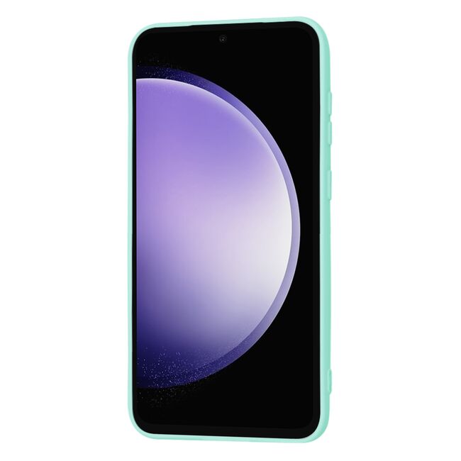Husa pentru  Samsung Galaxy S23 FE Liquid Silicone, subțire, captusita cu microfibra, anti amprentă, protectie cameră foto, turcoaz