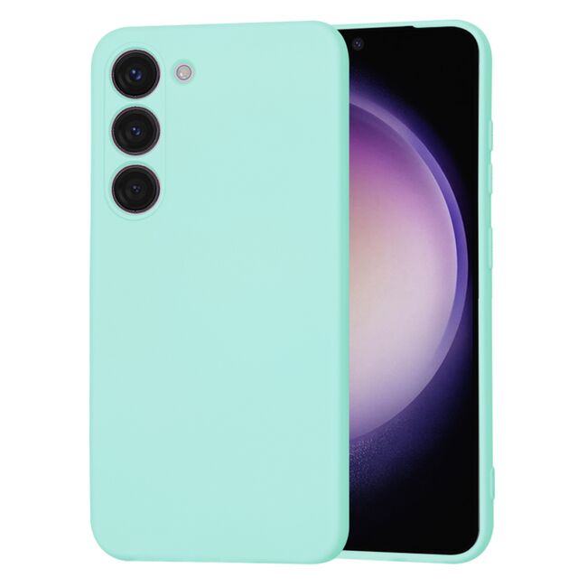 Husa pentru  Samsung Galaxy S23 Liquid Silicone, subțire, captusita cu microfibra, anti amprentă, protectie cameră foto, turcoaz