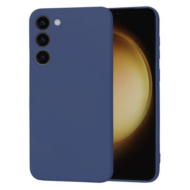 Husa pentru  Samsung Galaxy S23 Plus  Liquid Silicone, subțire, captusita cu microfibra, anti amprentă, protectie cameră foto, albastru