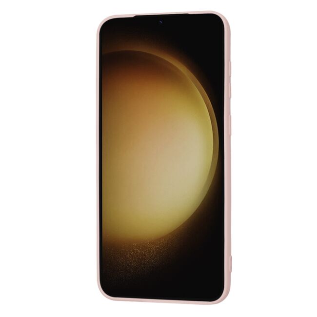 Husa pentru  Samsung Galaxy S23 Plus  Liquid Silicone, subțire, captusita cu microfibra, anti amprentă, protectie cameră foto, pink sand