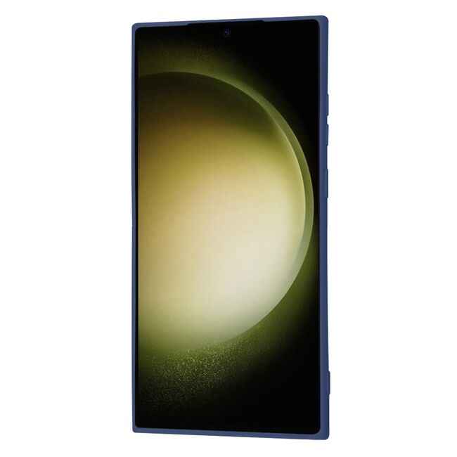 Husa pentru  Samsung Galaxy S23 Ultra 5G Liquid Silicone, subțire, captusita cu microfibra, anti amprentă, protectie cameră foto, albastru