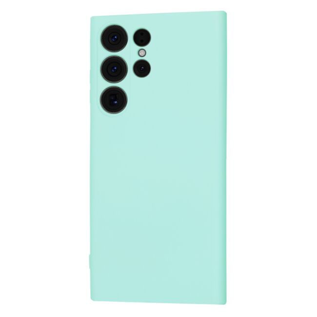 Husa pentru  Samsung Galaxy S23 Ultra 5G Liquid Silicone, subțire, captusita cu microfibra, anti amprentă, protectie cameră foto, turcoaz