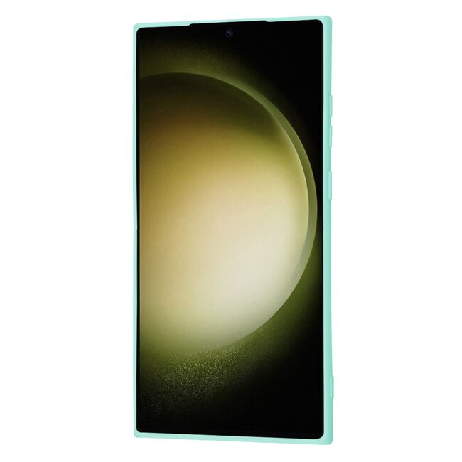 Husa pentru  Samsung Galaxy S23 Ultra 5G Liquid Silicone, subțire, captusita cu microfibra, anti amprentă, protectie cameră foto, turcoaz