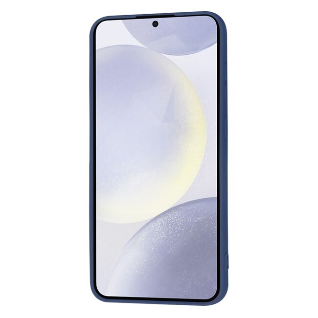 Husa pentru  Samsung Galaxy S24+ Plus Liquid Silicone, subțire, captusita cu microfibra, anti amprentă, protectie cameră foto, albastru