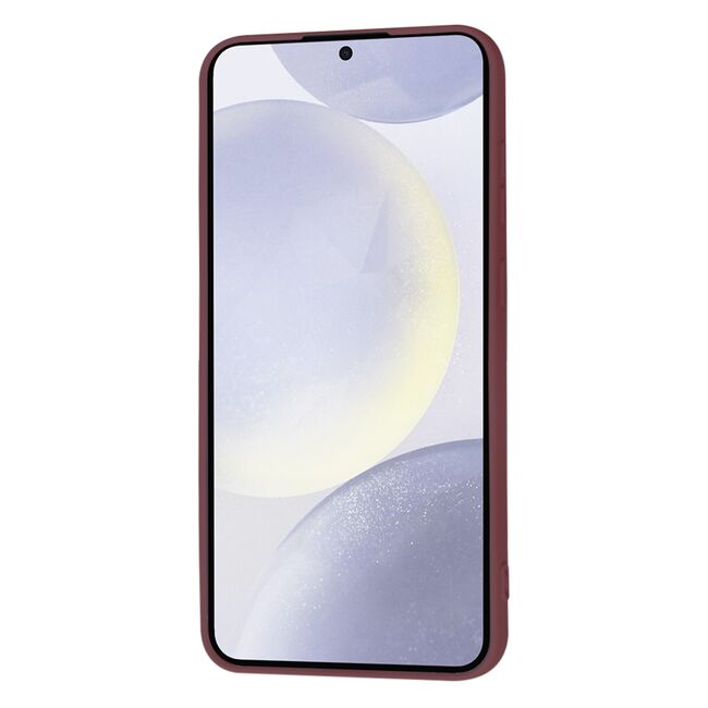 Husa pentru  Samsung Galaxy S24+ Plus Liquid Silicone, subțire, captusita cu microfibra, anti amprentă, protectie cameră foto, bordeaux