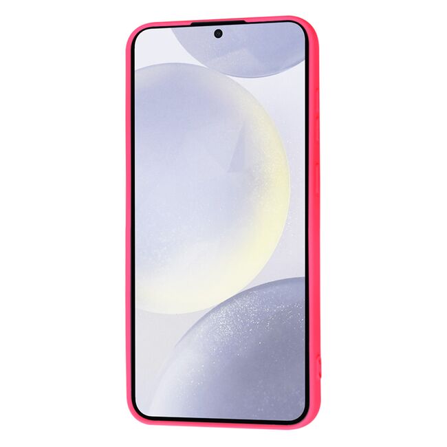 Husa pentru  Samsung Galaxy S24+ Plus Liquid Silicone, subțire, captusita cu microfibra, anti amprentă, protectie cameră foto, fucsia
