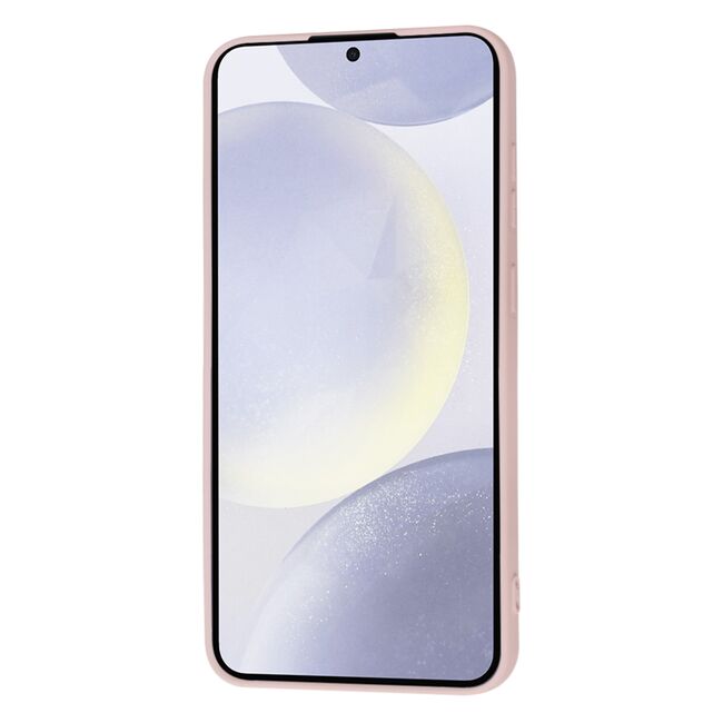 Husa pentru  Samsung Galaxy S24+ Plus Liquid Silicone, subțire, captusita cu microfibra, anti amprentă, protectie cameră foto, pink sand