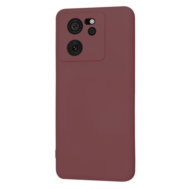 Husa pentru  Xiaomi 13T, 13T Pro Liquid Silicone, subțire, captusita cu microfibra, anti amprentă, protectie cameră foto, bordeaux