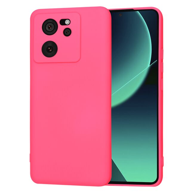 Husa pentru  Xiaomi 13T, 13T Pro Liquid Silicone, subțire, captusita cu microfibra, anti amprentă, protectie cameră foto, fucsia