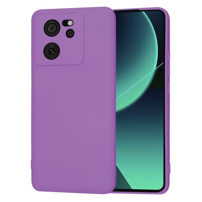 Husa pentru  Xiaomi 13T, 13T Pro Liquid Silicone, subțire, captusita cu microfibra, anti amprentă, protectie cameră foto, mov
