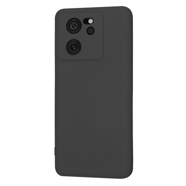 Husa pentru  Xiaomi 13T, 13T Pro Liquid Silicone, subțire, captusita cu microfibra, anti amprentă, protectie cameră foto, negru