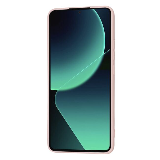 Husa pentru  Xiaomi 13T, 13T Pro Liquid Silicone, subțire, captusita cu microfibra, anti amprentă, protectie cameră foto, pink sand