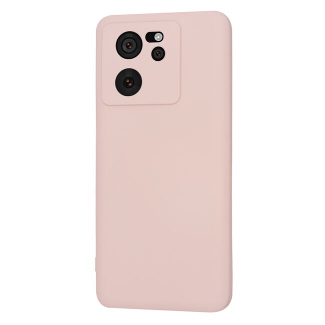 Husa pentru  Xiaomi 13T, 13T Pro Liquid Silicone, subțire, captusita cu microfibra, anti amprentă, protectie cameră foto, pink sand