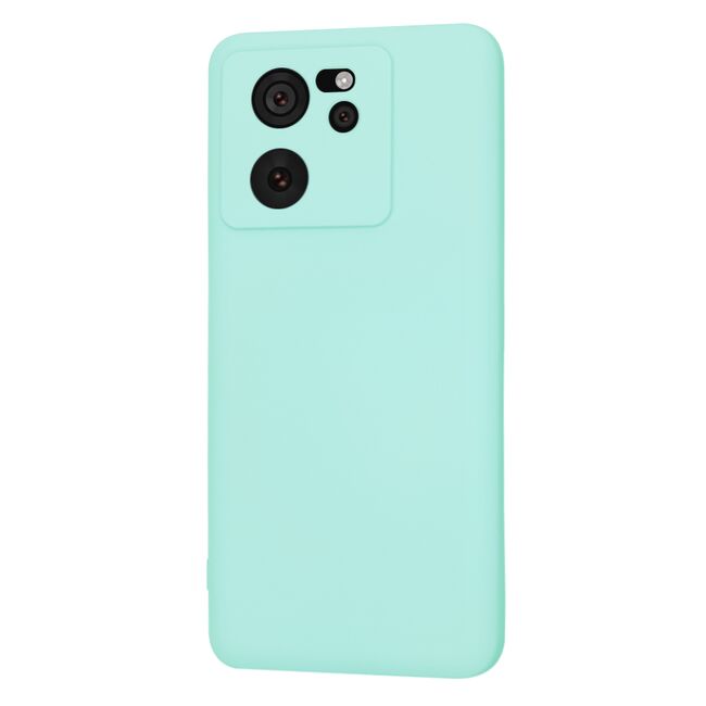Husa pentru  Xiaomi 13T, 13T Pro Liquid Silicone, subțire, captusita cu microfibra, anti amprentă, protectie cameră foto, turcoaz
