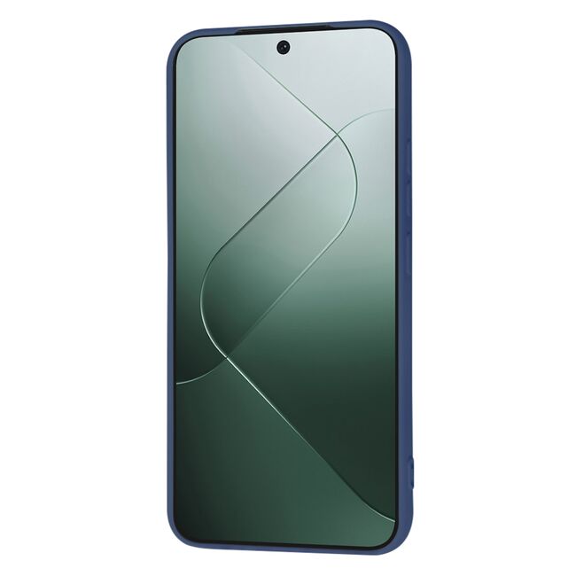 Husa pentru  Xiaomi 14 Liquid Silicone, subțire, captusita cu microfibra, anti amprentă, protectie cameră foto, albastru