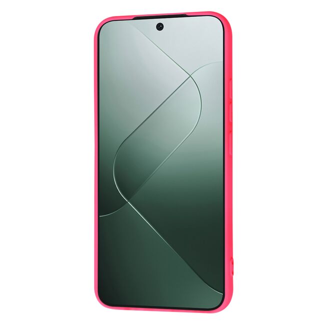 Husa pentru  Xiaomi 14 Liquid Silicone, subțire, captusita cu microfibra, anti amprentă, protectie cameră foto, fucsia