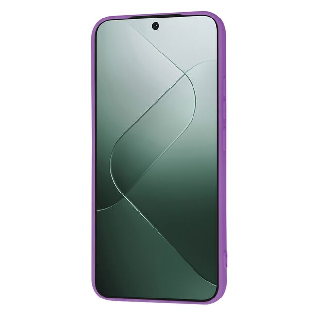 Husa pentru  Xiaomi 14 Liquid Silicone, subțire, captusita cu microfibra, anti amprentă, protectie cameră foto, mov