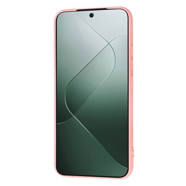 Husa pentru  Xiaomi 14 Liquid Silicone, subțire, captusita cu microfibra, anti amprentă, protectie cameră foto, roz