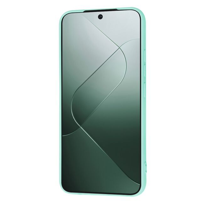 Husa pentru  Xiaomi 14 Liquid Silicone, subțire, captusita cu microfibra, anti amprentă, protectie cameră foto, turcoaz