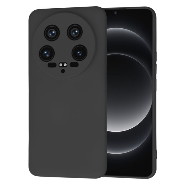 Husa pentru  Xiaomi 14 Ultra Liquid Silicone, subțire, captusita cu microfibra, anti amprentă, protectie cameră foto, negru