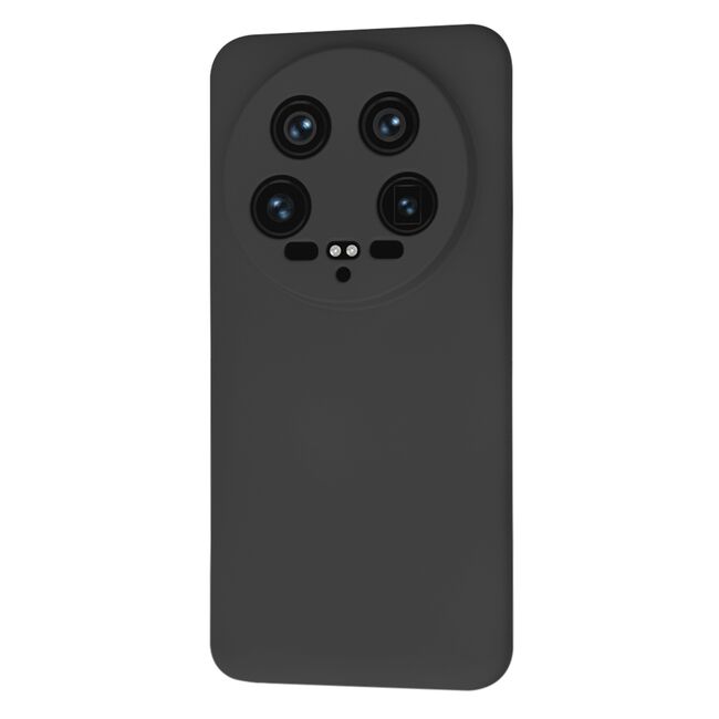 Husa pentru  Xiaomi 14 Ultra Liquid Silicone, subțire, captusita cu microfibra, anti amprentă, protectie cameră foto, negru