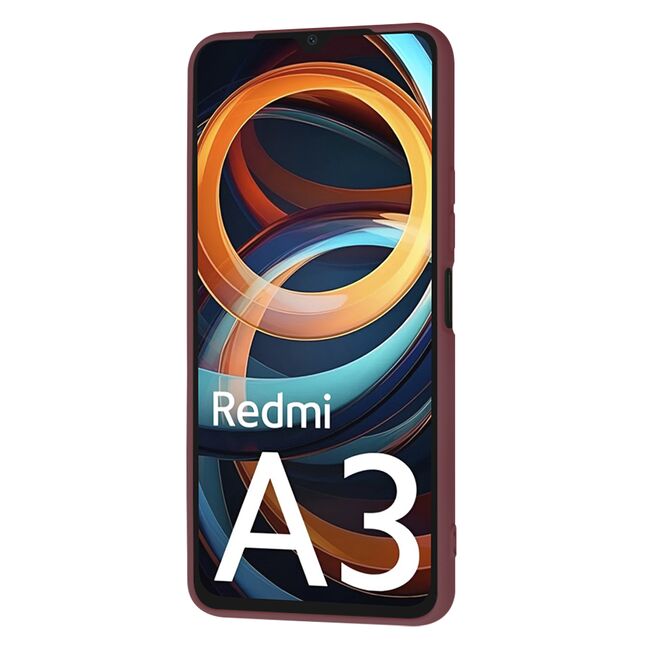 Husa pentru  Xiaomi Redmi A3 Liquid Silicone, subțire, captusita cu microfibra, anti amprentă, protectie cameră foto, bordeaux