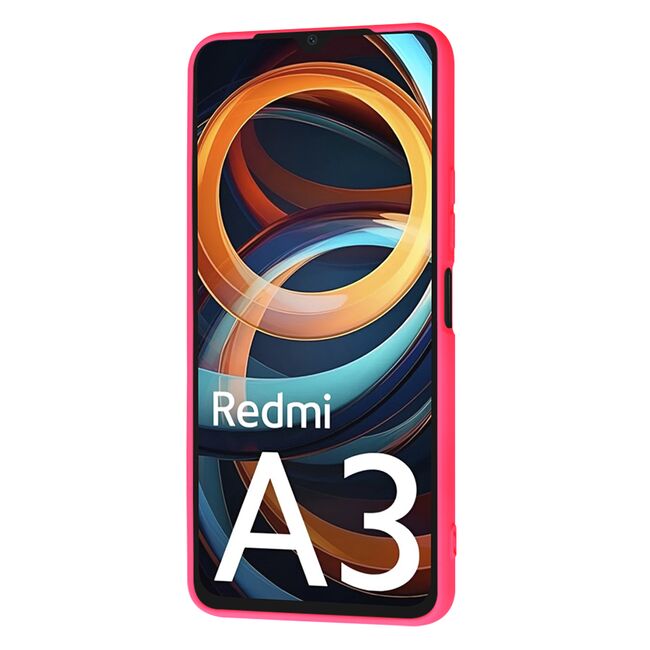 Husa pentru  Xiaomi Redmi A3 Liquid Silicone, subțire, captusita cu microfibra, anti amprentă, protectie cameră foto, fucsia