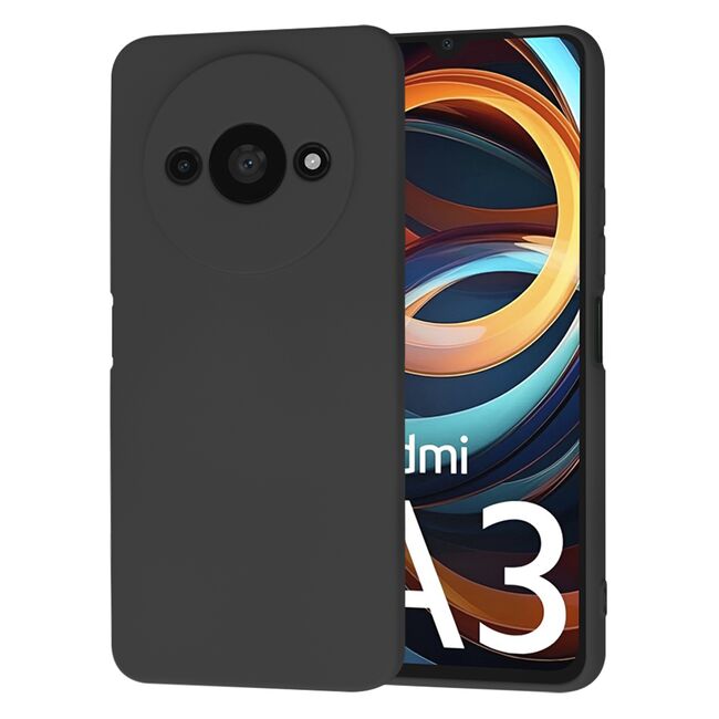 Husa pentru  Xiaomi Redmi A3 Liquid Silicone, subțire, captusita cu microfibra, anti amprentă, protectie cameră foto, negru
