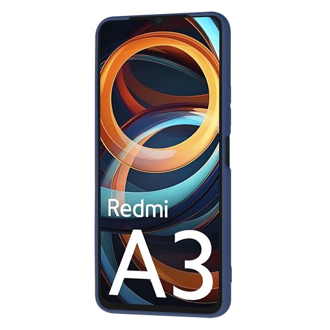 Husa pentru  Xiaomi Redmi A3 Liquid Silicone, subțire, captusita cu microfibra, anti amprentă, protectie cameră foto, albastru