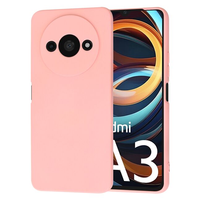 Husa pentru  Xiaomi Redmi A3 Liquid Silicone, subțire, captusita cu microfibra, anti amprentă, protectie cameră foto, roz