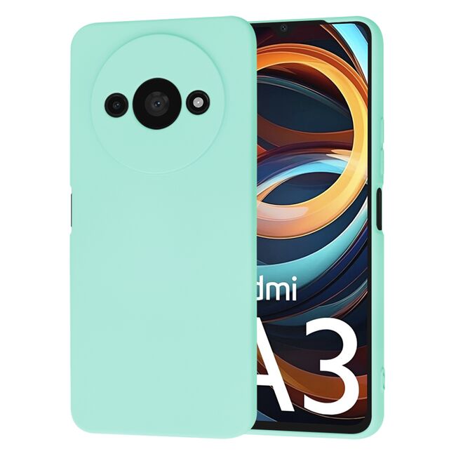 Husa pentru  Xiaomi Redmi A3 Liquid Silicone, subțire, captusita cu microfibra, anti amprentă, protectie cameră foto, turcoaz