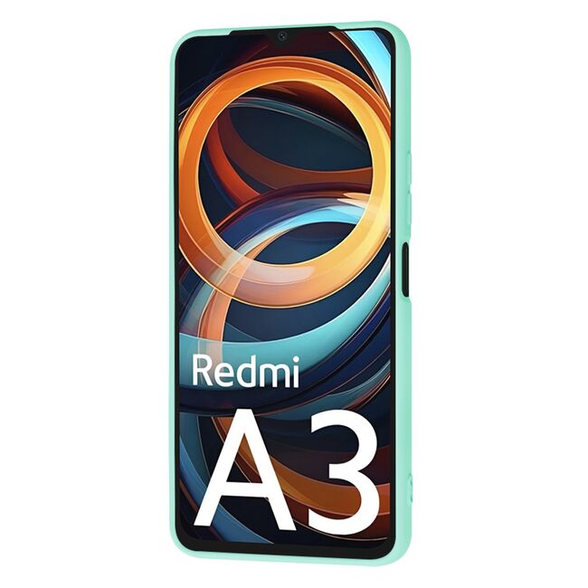 Husa pentru  Xiaomi Redmi A3 Liquid Silicone, subțire, captusita cu microfibra, anti amprentă, protectie cameră foto, turcoaz