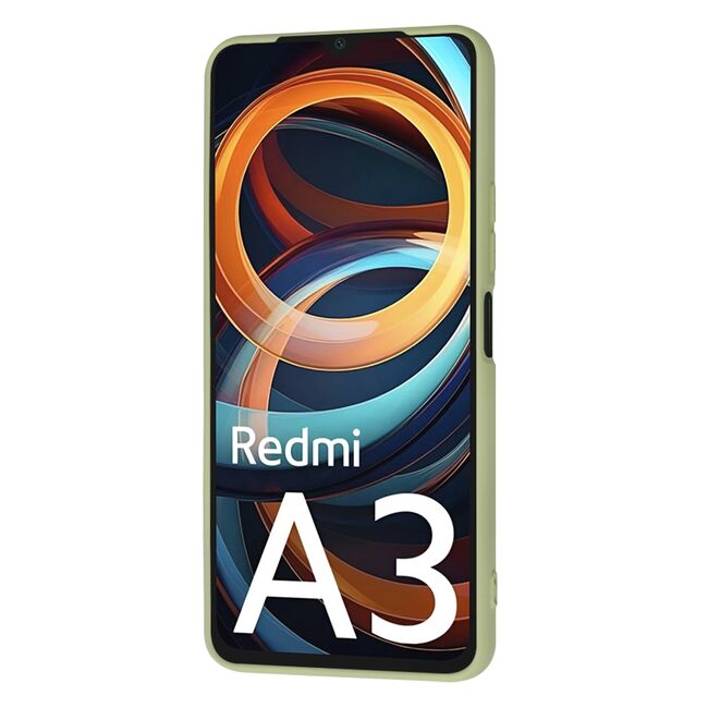 Husa pentru  Xiaomi Redmi A3 Liquid Silicone, subțire, captusita cu microfibra, anti amprentă, protectie cameră foto, verde