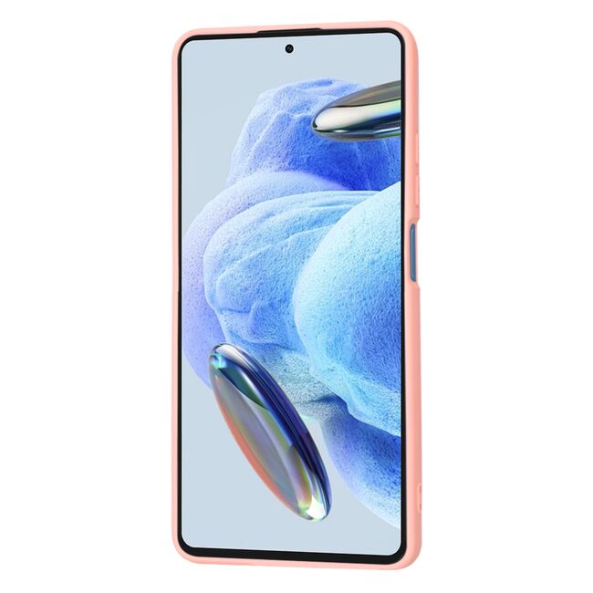 Husa pentru  Xiaomi Redmi Note 12 Pro, Poco X5 Pro Liquid Silicone, subțire, captusita cu microfibra, anti amprentă, protectie cameră foto, roz