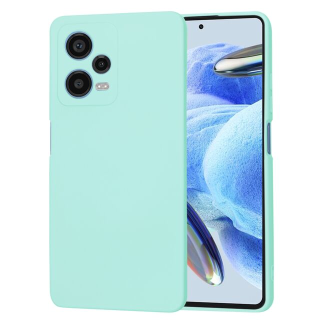 Husa pentru  Xiaomi Redmi Note 12 Pro, Poco X5 Pro Liquid Silicone, subțire, captusita cu microfibra, anti amprentă, protectie cameră foto, turcoaz
