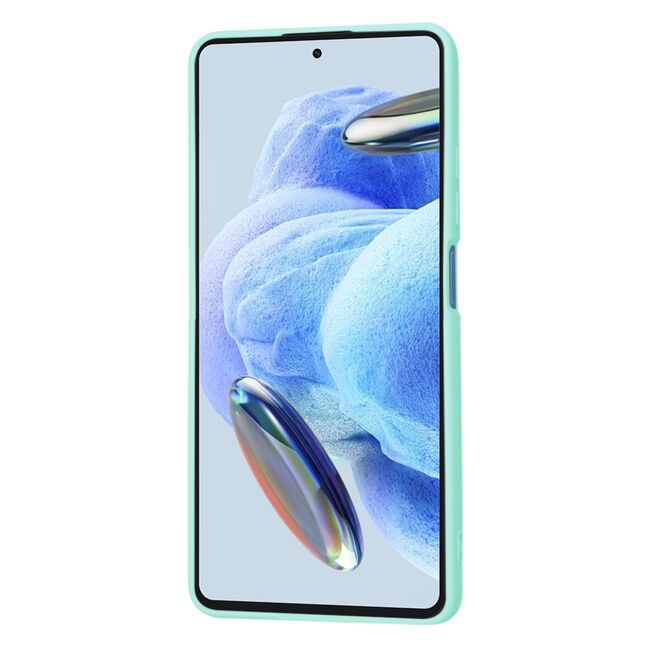 Husa pentru  Xiaomi Redmi Note 12 Pro, Poco X5 Pro Liquid Silicone, subțire, captusita cu microfibra, anti amprentă, protectie cameră foto, turcoaz