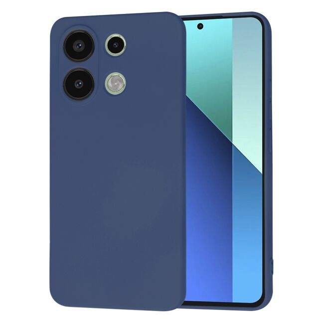 Husa pentru  Xiaomi Redmi Note 13 4G Liquid Silicone, subțire, captusita cu microfibra, anti amprentă, protectie cameră foto, albastru