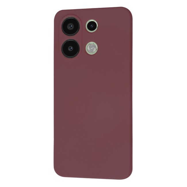 Husa pentru  Xiaomi Redmi Note 13 4G Liquid Silicone, subțire, captusita cu microfibra, anti amprentă, protectie cameră foto, bordeaux