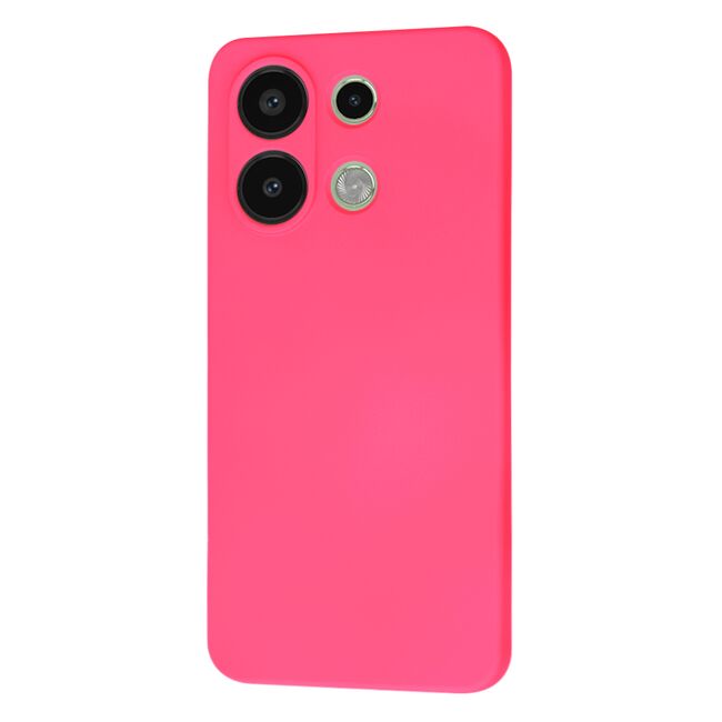 Husa pentru  Xiaomi Redmi Note 13 4G Liquid Silicone, subțire, captusita cu microfibra, anti amprentă, protectie cameră foto, fucsia