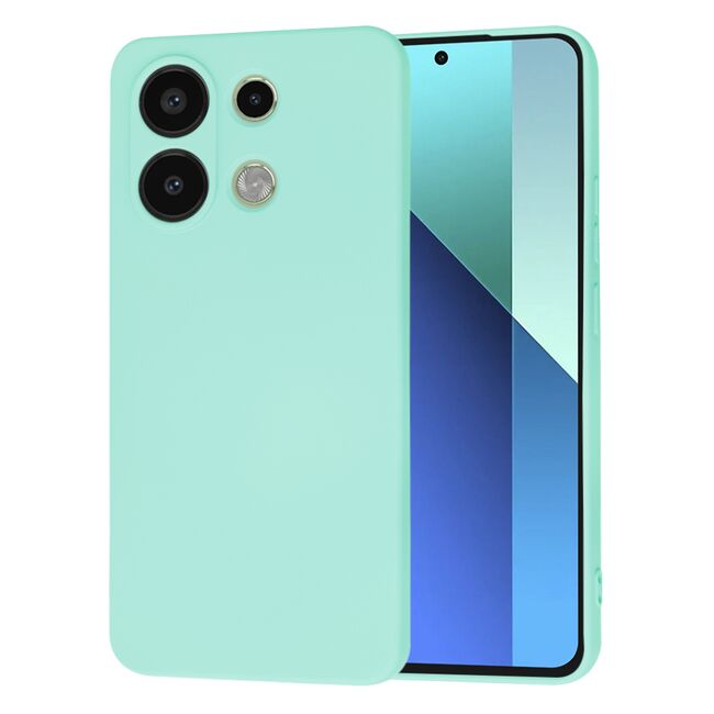 Husa pentru  Xiaomi Redmi Note 13 4G Liquid Silicone, subțire, captusita cu microfibra, anti amprentă, protectie cameră foto, turcoaz