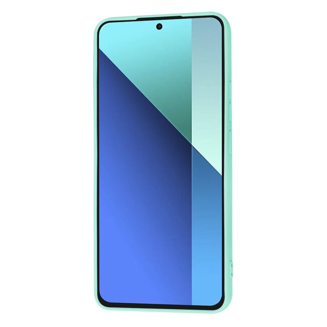 Husa pentru  Xiaomi Redmi Note 13 4G Liquid Silicone, subțire, captusita cu microfibra, anti amprentă, protectie cameră foto, turcoaz