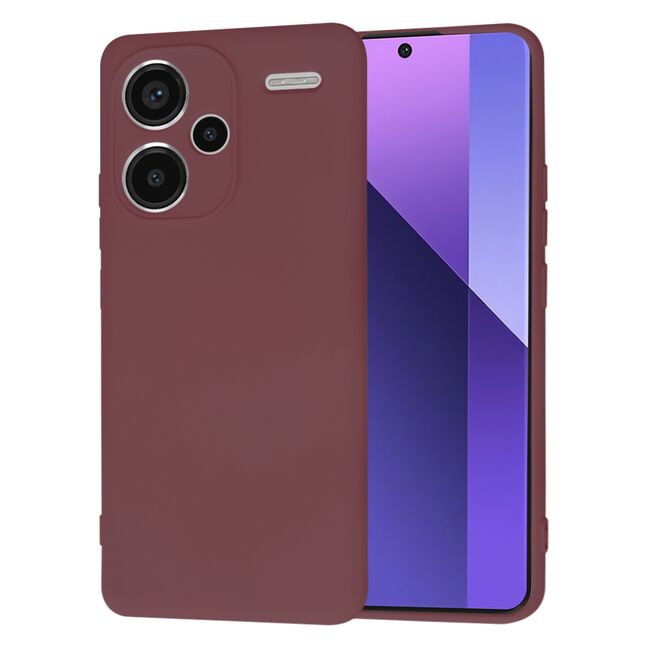 Husa pentru  Xiaomi Redmi Note 13 Pro+ Plus 5G Liquid Silicone, subțire, captusita cu microfibra, anti amprentă, protectie cameră foto, bordeaux