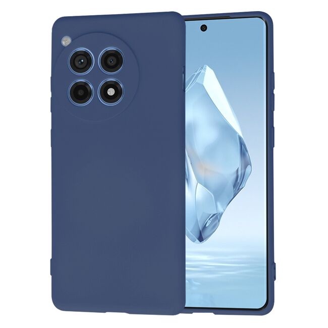 Husa pentru  OnePlus 12R Liquid Silicone, subțire, captusita cu microfibra, anti amprentă, protectie cameră foto, albastru