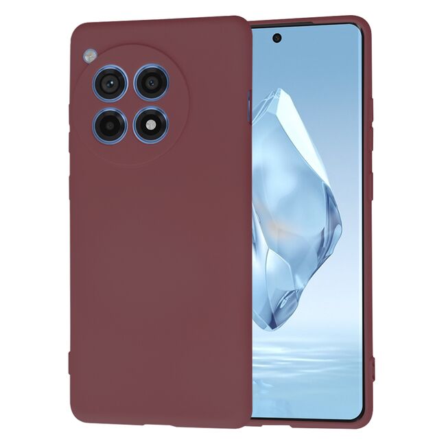 Husa pentru  OnePlus 12R Liquid Silicone, subțire, captusita cu microfibra, anti amprentă, protectie cameră foto, bordeaux