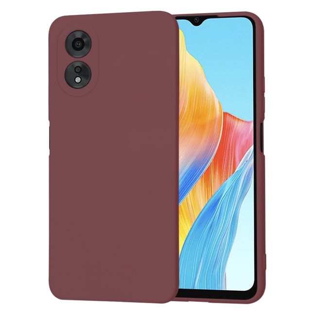Husa pentru  Oppo A18, A38 Liquid Silicone, subțire, captusita cu microfibra, anti amprentă, protectie cameră foto, bordeaux
