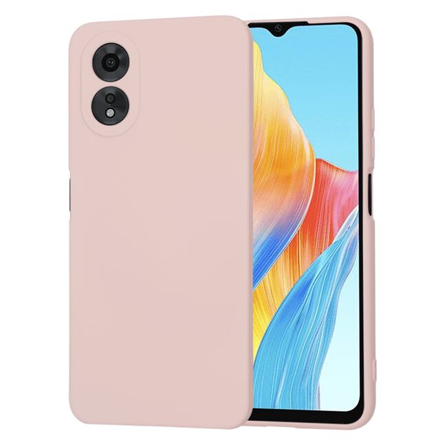 Husa pentru  Oppo A18, A38 Liquid Silicone, subțire, captusita cu microfibra, anti amprentă, protectie cameră foto, roz inchis